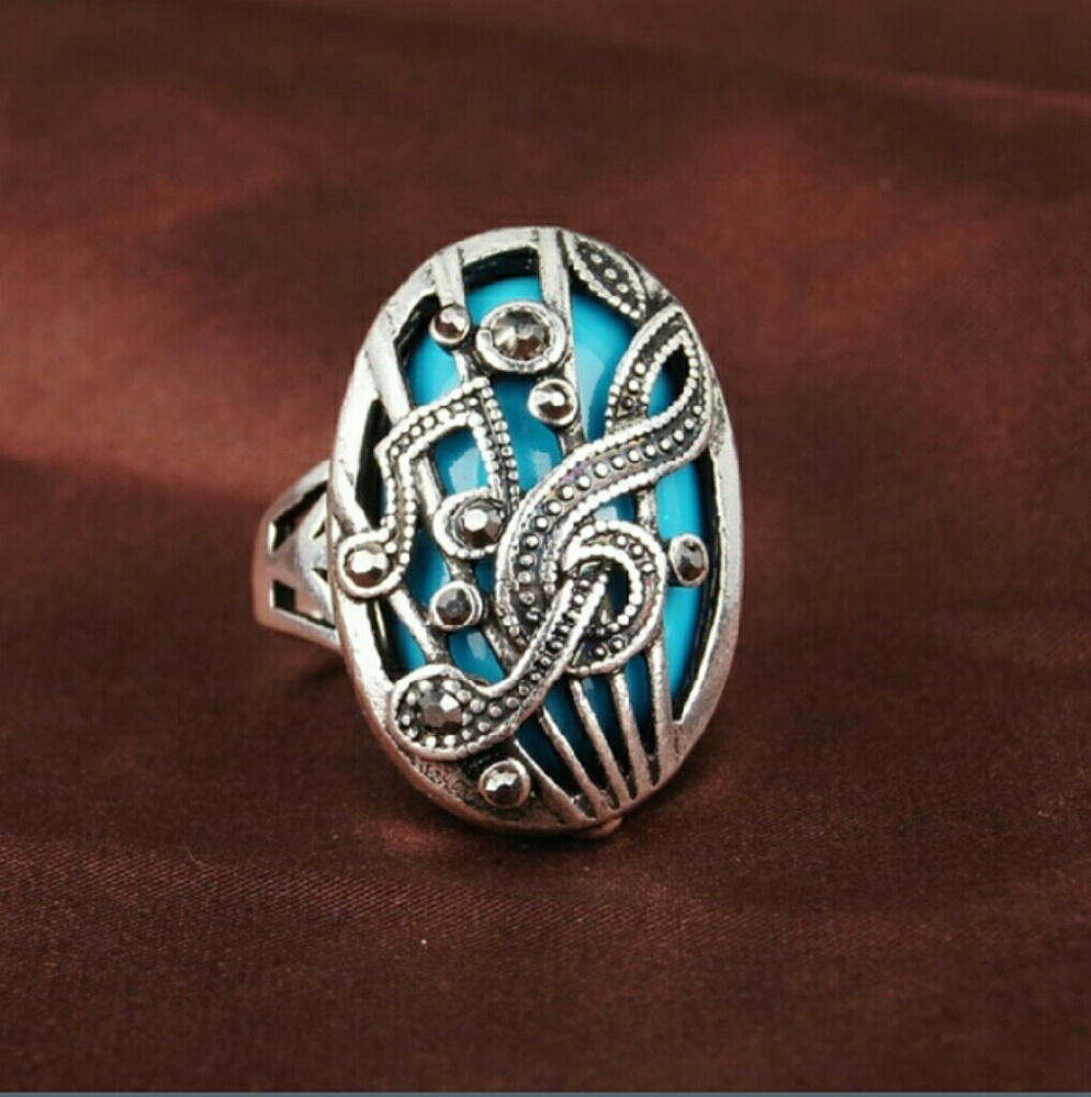 ✔.925 Silver Music Turquoise Ring